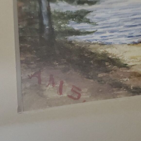 Old Vintage original signed art professionally bordered framed 7-1/4"x12-1/2" - Picture 5 of 12